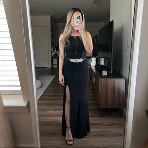 Jodi Kristoffer Illusion Lace Bodice Gown Black Sz 1